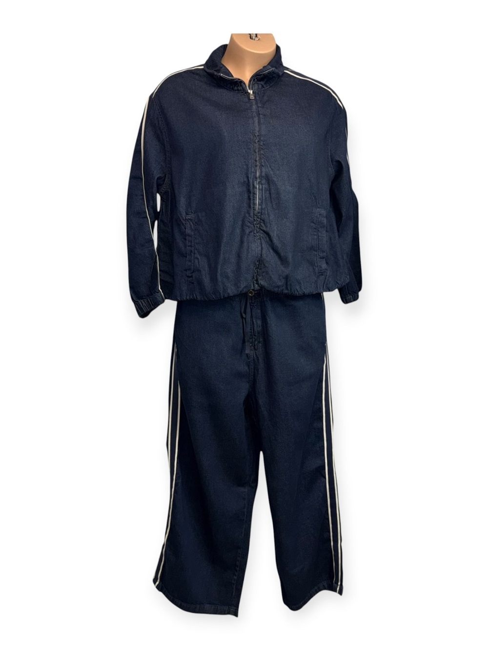 Torrid Denim Bomber Jacket Wide-Leg Pants Two-Piece Set Size 1 NWT